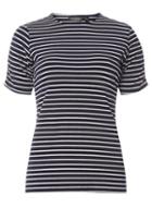 Dorothy Perkins Navy And Ivory Stripe Pearl Insert T-shirt