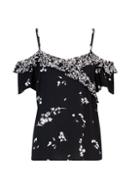 Dorothy Perkins Black Floral Print Frill Top