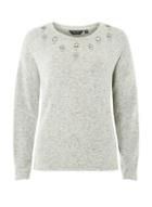 Dorothy Perkins Grey Embellished Yoke Cut Sew Top