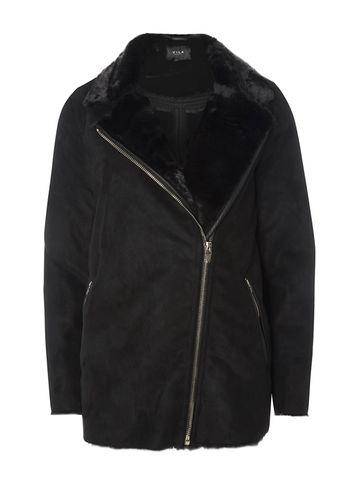 Dorothy Perkins *vila Black Faux Sheep Coat