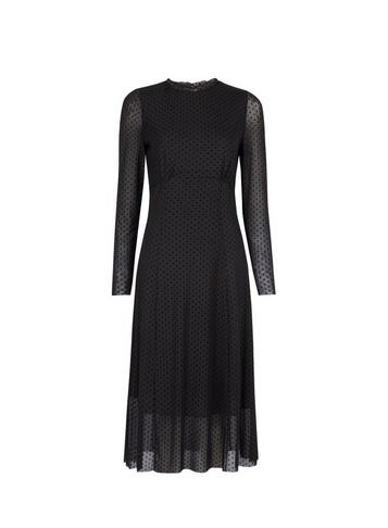 Dorothy Perkins Black Mesh Dobby Ruffle Midi Dress