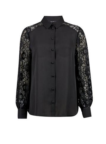 Dorothy Perkins Black Lace Front Shirt