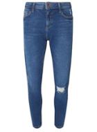 Dorothy Perkins Indigo 'darcy' Rip Knee Premium Ankle Grazer Jeans