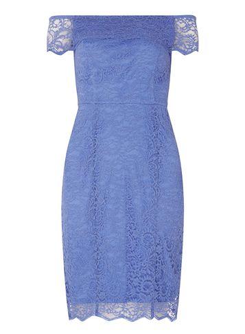 Dorothy Perkins Blue Bardot Lace Pencil Dress