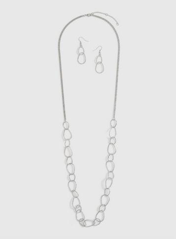 Dorothy Perkins Silver Diamond Cut Jewellery Set