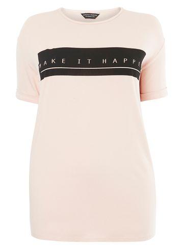 Dorothy Perkins *dp Curve Blush 'make It Happen' T-shirt