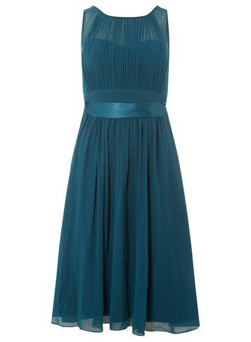 Dorothy Perkins *showcase Petite Green 'bethany' Midi Skater Dress