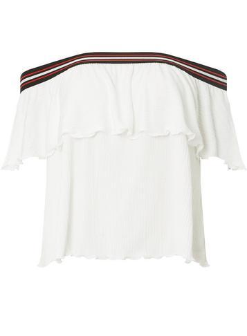 Dorothy Perkins White Striped Trim Bardot Top