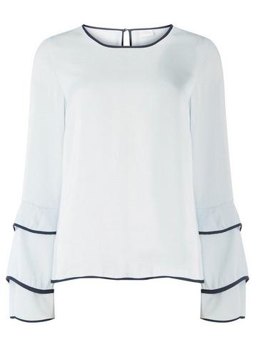 *vila Blue Ruffle Detail Blouse