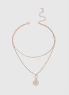 Dorothy Perkins Rose Gold 2 Row Filli Disc Drop Choker Necklace