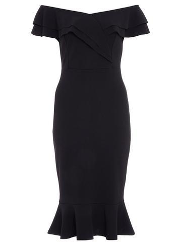 Dorothy Perkins *quiz Black Bardot Flare Bodycon Dress