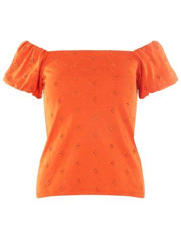 Dorothy Perkins Red Broderie Bardot Top