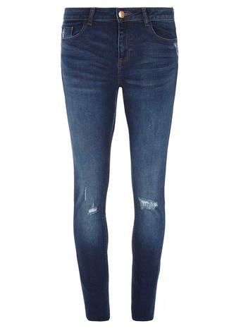 Dorothy Perkins Indigo Rip 'darcy' Authentic Super Skinny Jeans