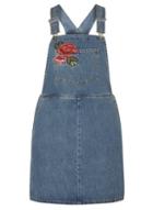 Dorothy Perkins Blue Denim Rose Embroidered Pinafore Dress
