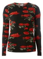 Dorothy Perkins *noisy May Black And Red Rose Mesh Top