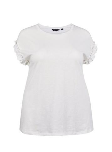 Dorothy Perkins *dp Curve Ivory Slub Ruffle T-shirt