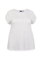 Dorothy Perkins *dp Curve Ivory Slub Ruffle T-shirt