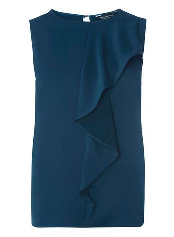 Dorothy Perkins Teal Ruffle Front Satin Top