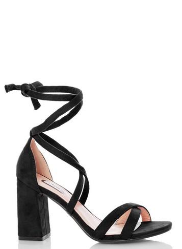 *quiz Black Tie Up Block Heel Sandals