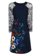 Dorothy Perkins *little Mistress Navy Floral Lace Dress