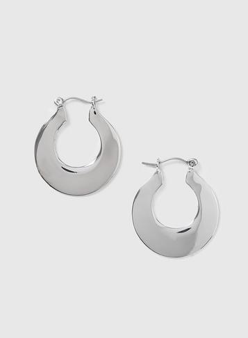 Dorothy Perkins Silver Flat Hoop Earrings