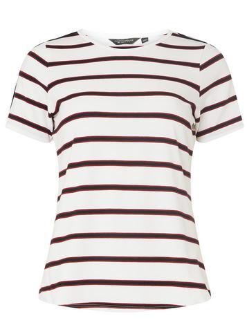 Dorothy Perkins Ivory Striped Trim T-shirt