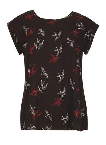 Dorothy Perkins *izabel London Multi Black Bird Print Top