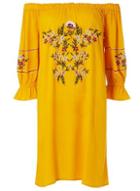 Dorothy Perkins Yellow Embroidered Skater Dress