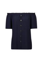 Dorothy Perkins Navy Button Bardot Top