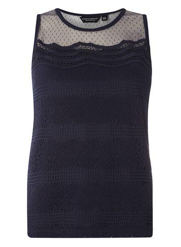 Dorothy Perkins Navy Dobby Panel Shell Top