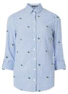 Dorothy Perkins Blue Floral Embroidered And Striped Shirt