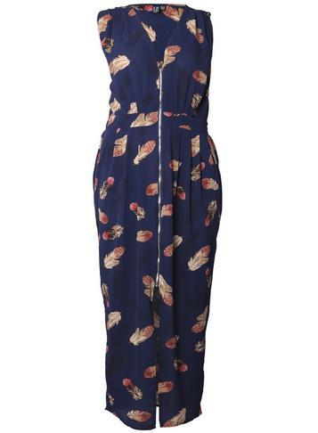 Dorothy Perkins *izabel London Curve Navy Zip Front Maxi Dress