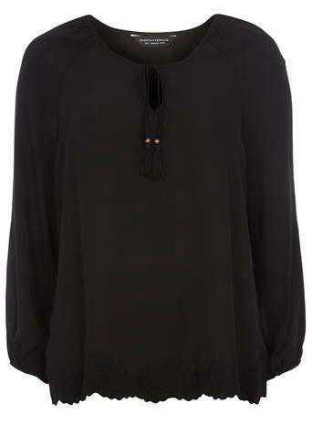 Dorothy Perkins Black Cutwork Long Sleeve Top
