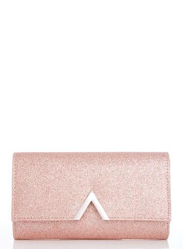 Dorothy Perkins *quiz Rose Gold Glitter Trim Clutch
