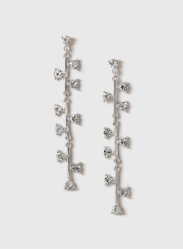 Dorothy Perkins Silver Rhinestone Bar Earrings