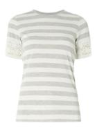 Dorothy Perkins Grey Striped Daisy Trim T-shirt