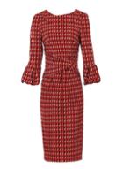 *jolie Moi Red Geometric Print Puff Sleeve Dress