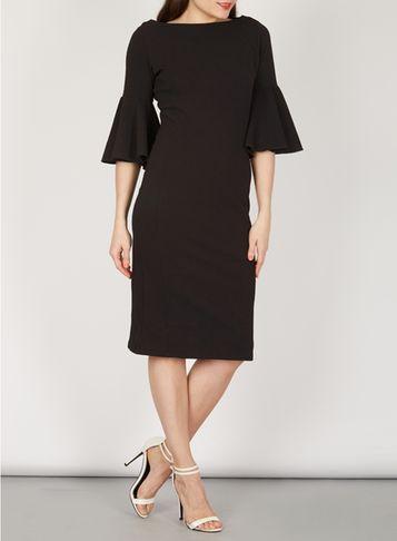 Dorothy Perkins *feverfish Black Frill Sleeve Dress