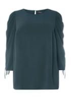 Dorothy Perkins *dp Curve Green Draw Cord Puff Sleeve Top