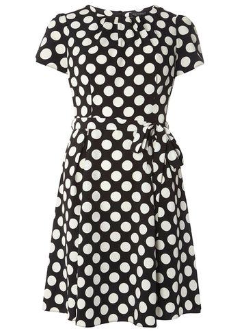 Dorothy Perkins Black And White Spotted Fit & Flare Dress