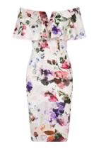 Dorothy Perkins *girls On Film White Floral Ruffle Bodycon Dress