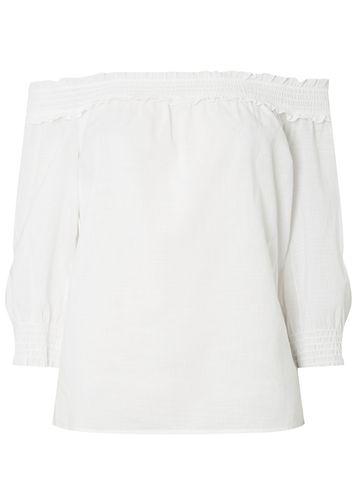 Dorothy Perkins Ivory Shirred Frill Bardot Top