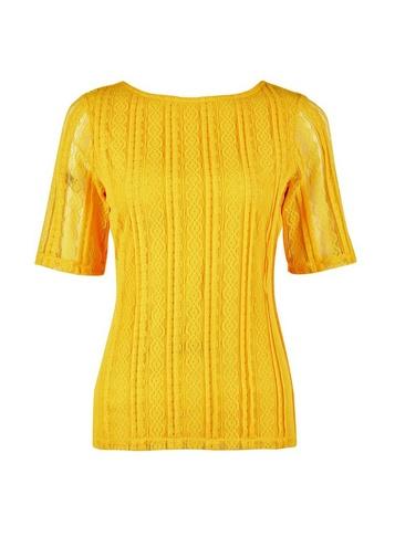 Dorothy Perkins Yellow Scoop Back Lace T-shirt