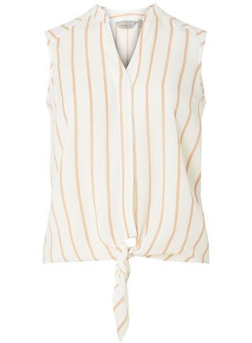 Dorothy Perkins Petite White Striped Tie Front Shirt