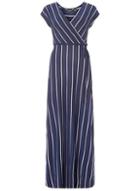 Dorothy Perkins Navy And Ivory Striped Jersey Wrap Maxi Dress
