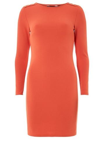 Dorothy Perkins Orange Button Shoulder Bodycon Dress