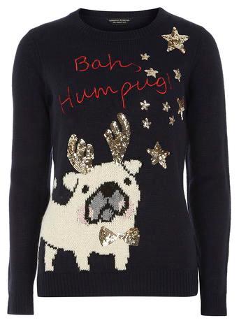 Dorothy Perkins Navy Bah Humbug Jumper
