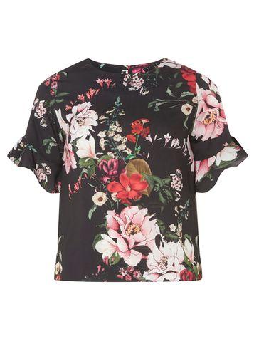Dorothy Perkins Petite Floral Print Ruffle Sleeve Blouse