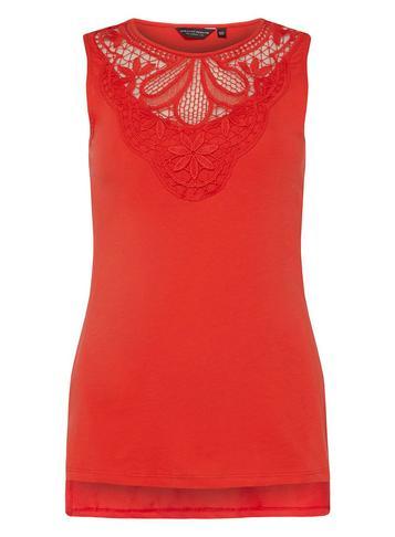 Dorothy Perkins Red Lace Yoke Shell Top