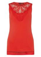 Dorothy Perkins Red Lace Yoke Shell Top